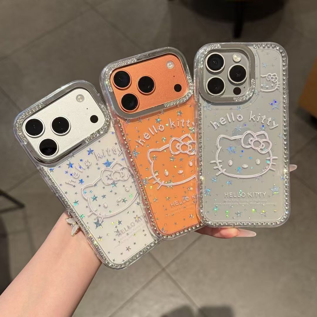 220.``` iPhone 16 Pro Max ケース クリア ラメ キラキラ ラインストーン縁取り 可愛い 透明 TPU 耐衝撃 レンズ保護 薄型 おしゃれ レディース プレゼント ```