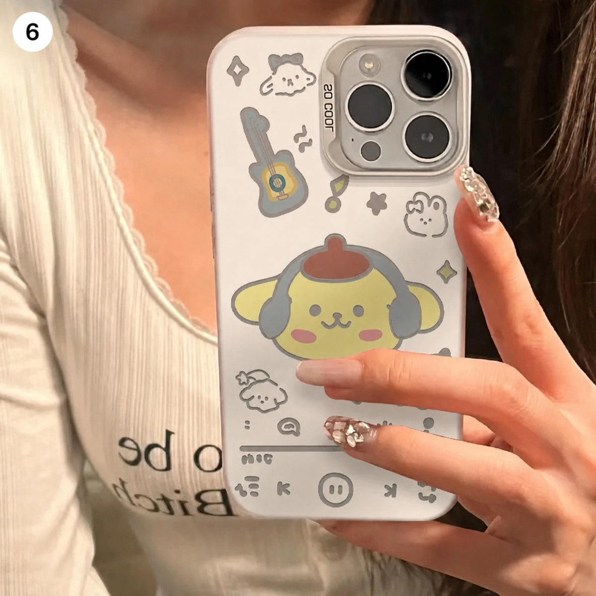 090.イヤホンをしたネコ柄 耐衝撃スマホケース iPhone17ProMax/16Plus/14/13 対応