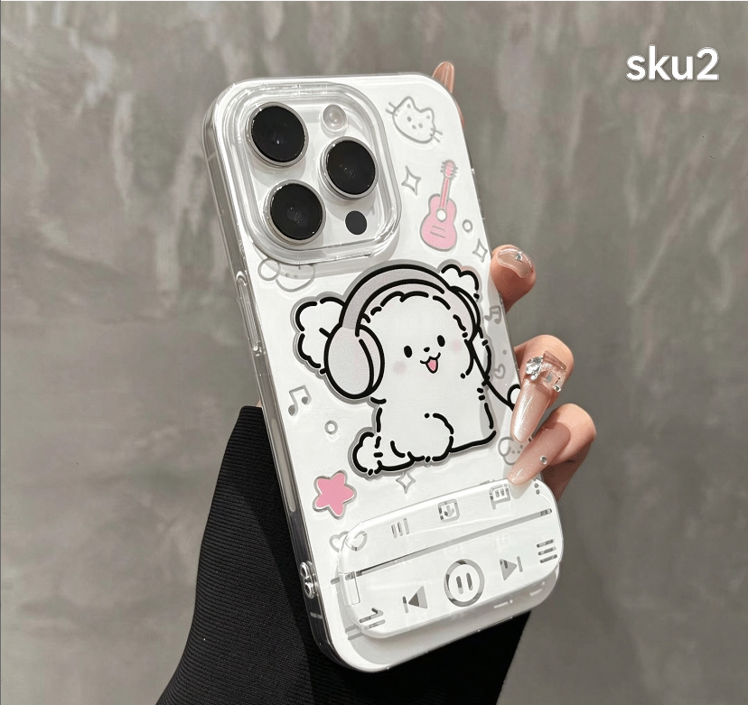 193.スマホケース キャラクター おそろい ペア オリジナル 韓国風 可愛い クリアケース スタンド機能 メディアプレーヤー風 落下防止 耐衝撃 軽量 女子 高校生 プレゼント