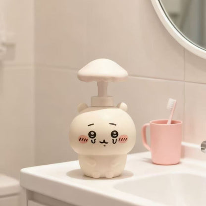 186.可愛い 泡ポンプボトル 詰め替え容器 300ml キャラクター型 マッシュルームヘッド 泡ハンドソープ用 空ボトル お風呂 洗面所 子供 ギフト