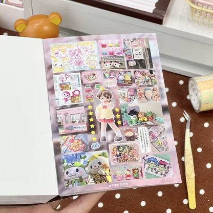 172.ステッカーブック 切り抜き済み ゆめかわいい レトロ 萌えキャラクター 手帳素材 シール帳 DIY デコレーション グッズデコ コレクション 女の子 プレゼント