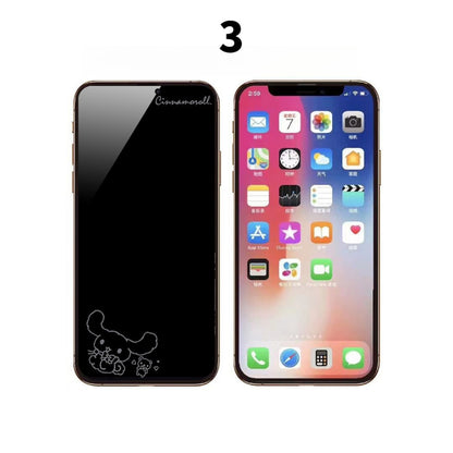 033.iPhone 17 Pro Max用 強化ガラスフィルム カートゥーン柄 画面オフデザイン 飛散防止