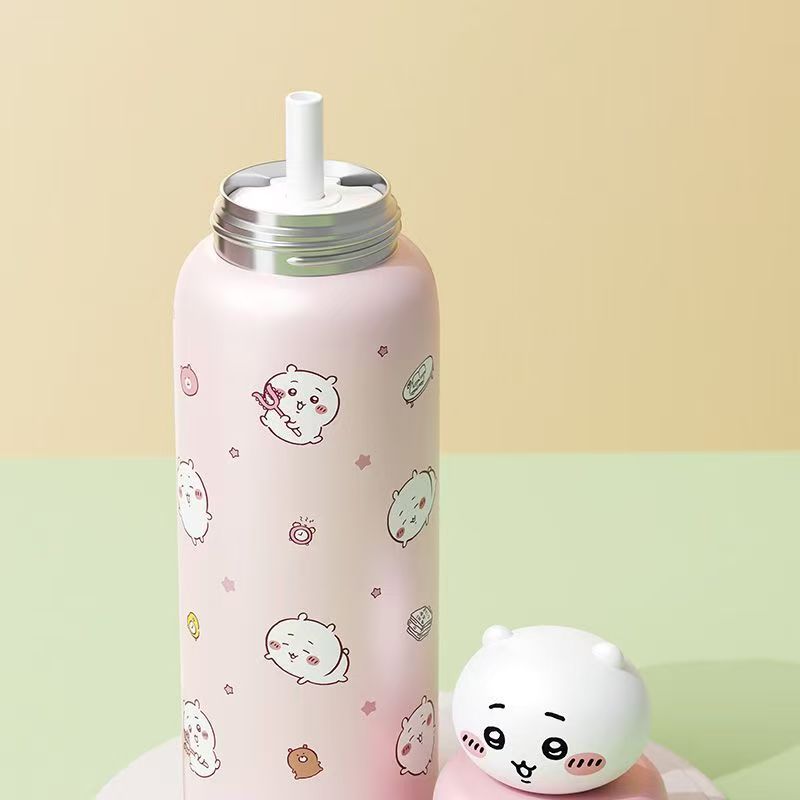 178.ちいかわ 水筒 550ml 保温保冷水筒 316ステンレス ストロー付き 真空断熱 立体キャップ かわいい キャラクター 学生 通勤 プレゼント 3種類