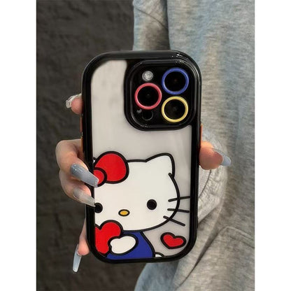 027.iPhone 17/16/15/14/13 Pro Max対応 スマホケース レディース iPhone XS/7/8 Plus対応 ハートを抱くT猫デザイン