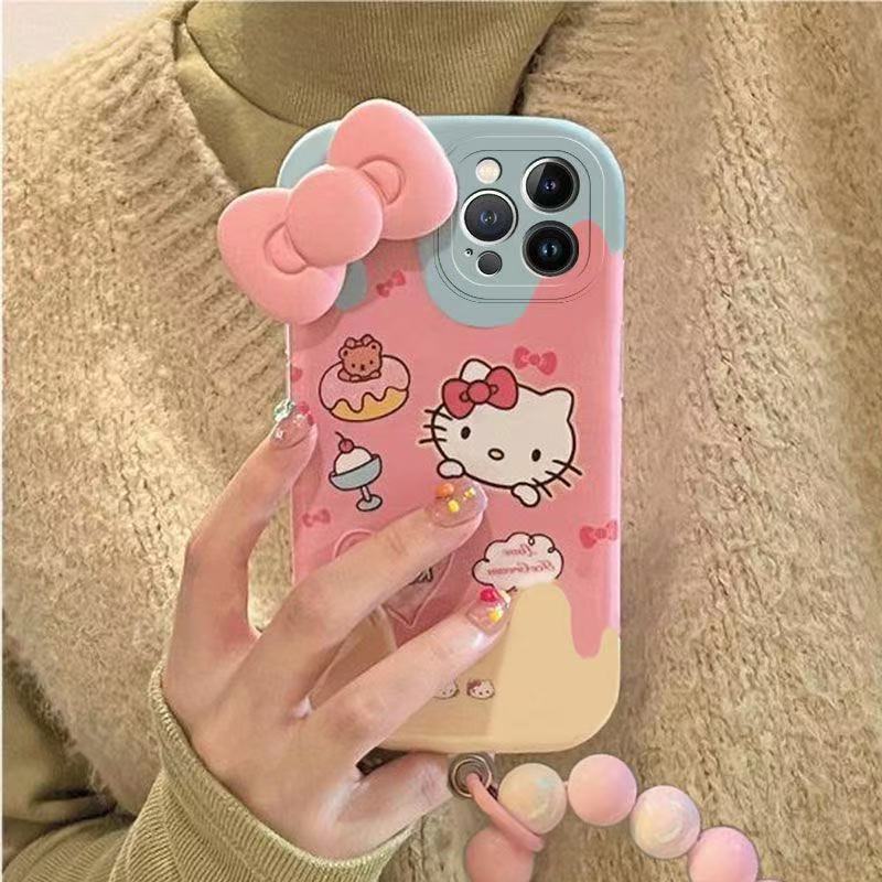 146.✨3D リボン付き Hello Kitty｜iPhone15ProMax かわいいソフトケース