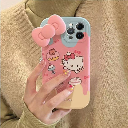 146.✨3D リボン付き Hello Kitty｜iPhone15ProMax かわいいソフトケース