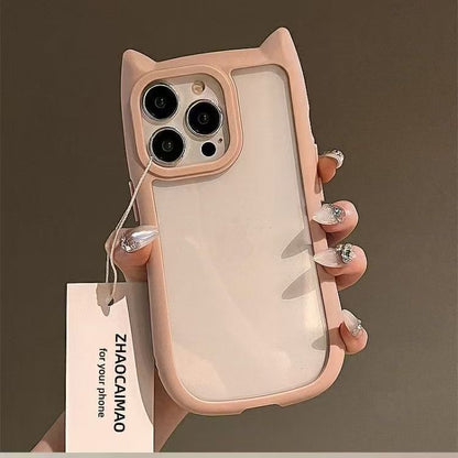 175.猫耳 iPhoneケース シリコン 半透明マット 衝撃吸収 カメラ保護 可愛い キャラクター風 スマホケース 対応iPhone16 15 14 13 Pro Max おしゃれ 女子人気