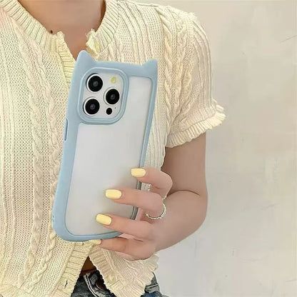 175.猫耳 iPhoneケース シリコン 半透明マット 衝撃吸収 カメラ保護 可愛い キャラクター風 スマホケース 対応iPhone16 15 14 13 Pro Max おしゃれ 女子人気