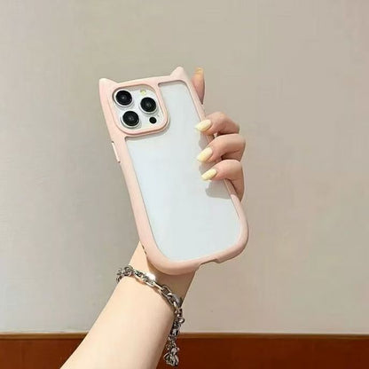 175.猫耳 iPhoneケース シリコン 半透明マット 衝撃吸収 カメラ保護 可愛い キャラクター風 スマホケース 対応iPhone16 15 14 13 Pro Max おしゃれ 女子人気