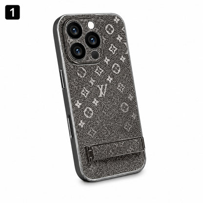 077.メッキ仕様 ラメ入りトレンドブランド風 iPhone17 専用 高級感耐衝撃スマホケース
