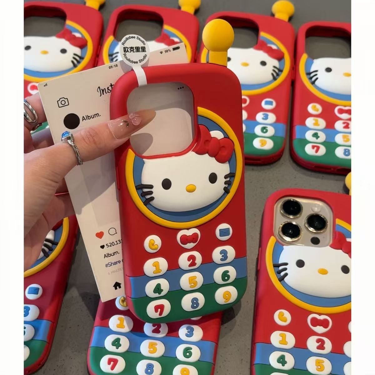 207.レトロガラケー風 アンテナ付きシリコン iPhone ケース 3D 立体デザイン 可愛い 厚手衝撃吸収 落下防止 スマホカバー