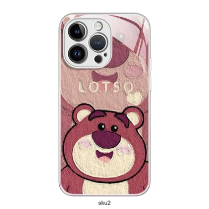 156.スマホケース キャラクター柄 かわいい クリアケース 背面プリント カメラ周り保護 おしゃれ ピンク