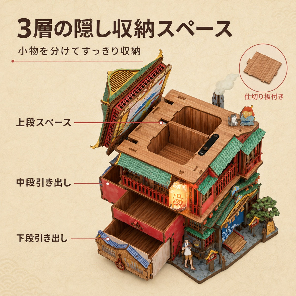 114. 多機能収納ハウス デスク置物 スマホスタンド 組立キット ハンドメイドトイ