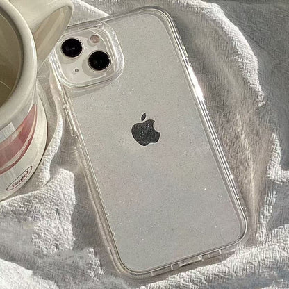221.``` iPhone 16 Pro Max ケース クリア ラメ キラキラ 縁取りラインストーン 透明 薄型 TPU 耐衝撃 カメラ保護 おしゃれ レディース プレゼント ```