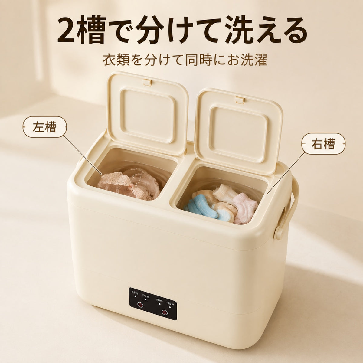 120.デュアルコントロール二槽式除菌一体ミニ洗濯機 家庭用携帯便利 下着専用洗浄機 ラク家事