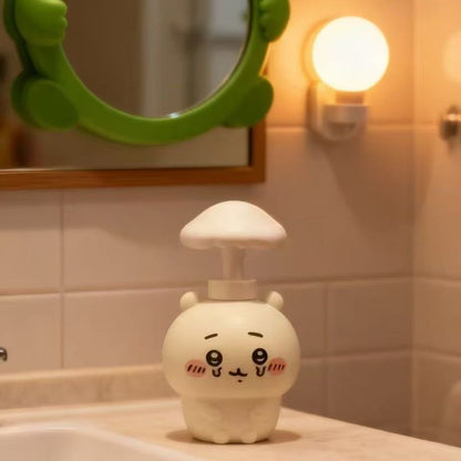 186.可愛い 泡ポンプボトル 詰め替え容器 300ml キャラクター型 マッシュルームヘッド 泡ハンドソープ用 空ボトル お風呂 洗面所 子供 ギフト