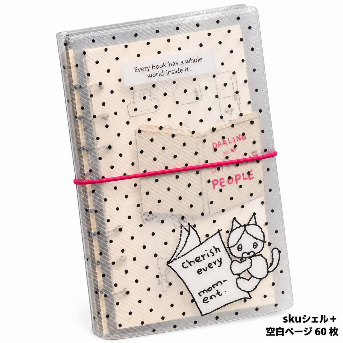 216.A6 リングファイル 手帳 透明 PVC 水玉模様 韓国風 かわいい バインダー ノート 収納 文具 学生 手帳用