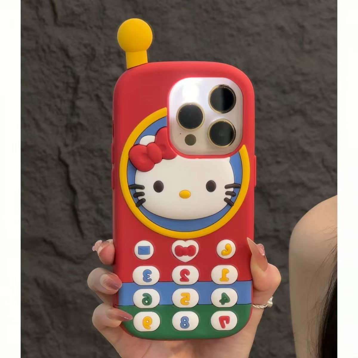 207.レトロガラケー風 アンテナ付きシリコン iPhone ケース 3D 立体デザイン 可愛い 厚手衝撃吸収 落下防止 スマホカバー