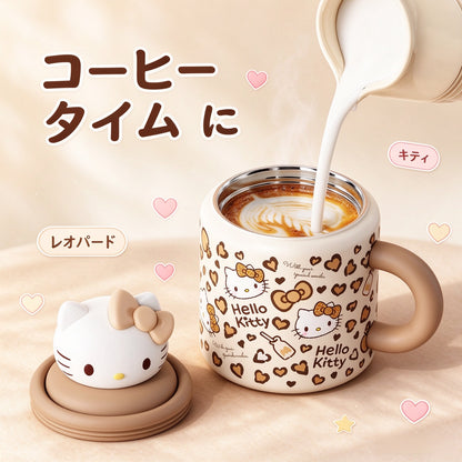 192.可愛い キャラクターマグカップ 立体フタ付き 大容量セラミックコップ コーヒーカップ ティーカップ おしゃれ ギフト プレゼント オフィス 家用