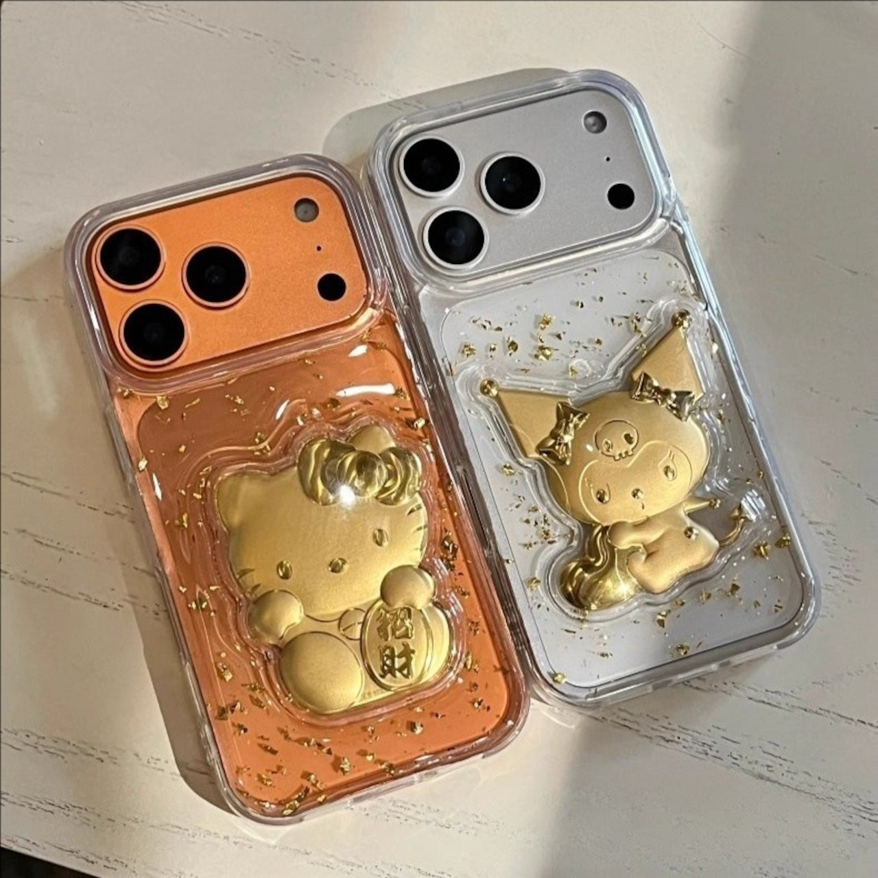 080.金箔立体招き猫 KT レジンスマホケース クロミ iPhone17/16/15/14/12 対応 新作