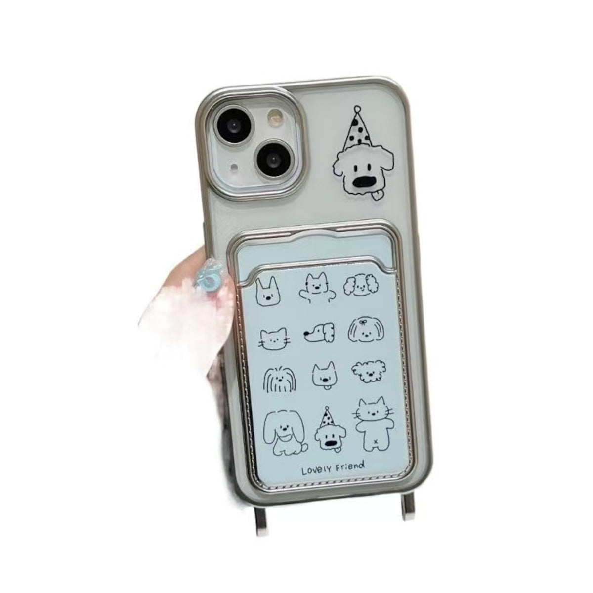 117.ミントグリーン ハローキティ カードポケット付きスマホケース ストラップ穴付き iPhone15ProMax/17/14Pro/13/12/15 対応 キャラクターケース