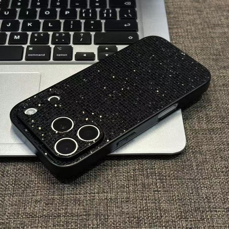 212.ブラックグリッター スマホケース キラキラ ラメ レディース 大人っぽい 携帯カバー iPhone Android 対応
