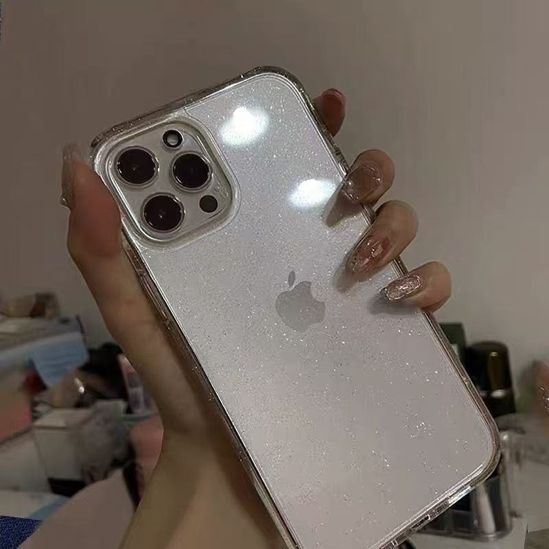 221.``` iPhone 16 Pro Max ケース クリア ラメ キラキラ 縁取りラインストーン 透明 薄型 TPU 耐衝撃 カメラ保護 おしゃれ レディース プレゼント ```