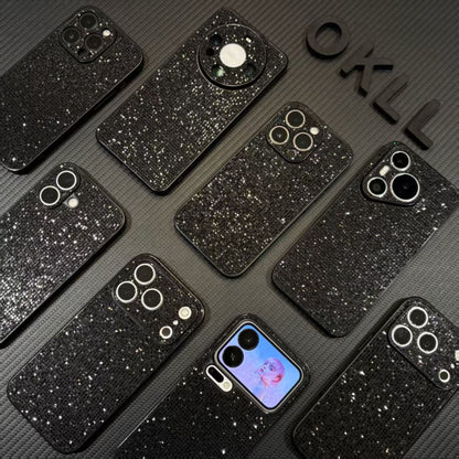 212.ブラックグリッター スマホケース キラキラ ラメ レディース 大人っぽい 携帯カバー iPhone Android 対応