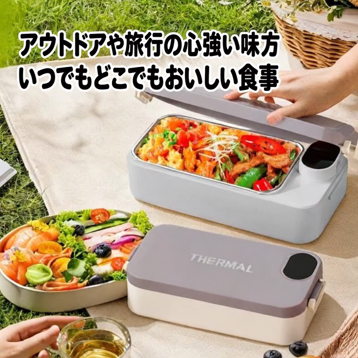 210.お弁当をいつでも温かく✨注水不要 電気加熱弁当箱 通勤・ピクニックに最適