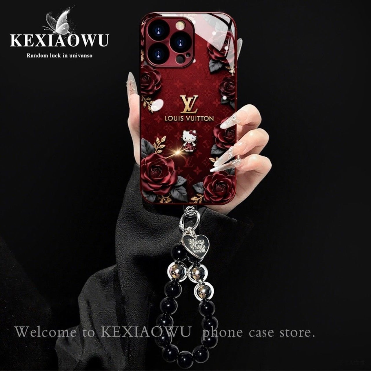079.バラ KT 猫 メッキガラススマホケース レディース 対応 iPhone/Google/Android