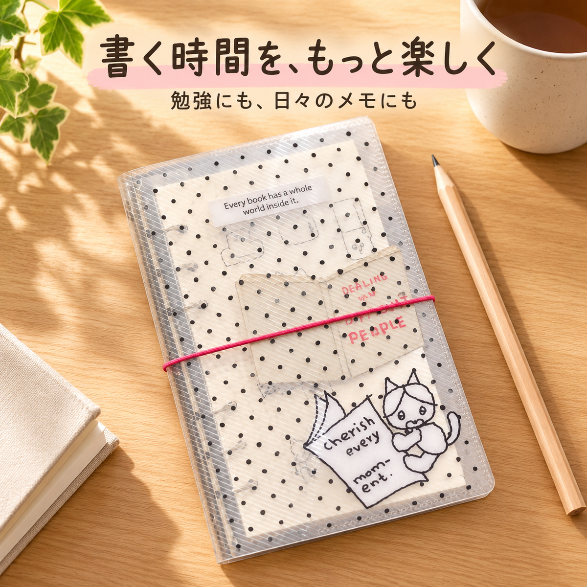 216.A6 リングファイル 手帳 透明 PVC 水玉模様 韓国風 かわいい バインダー ノート 収納 文具 学生 手帳用