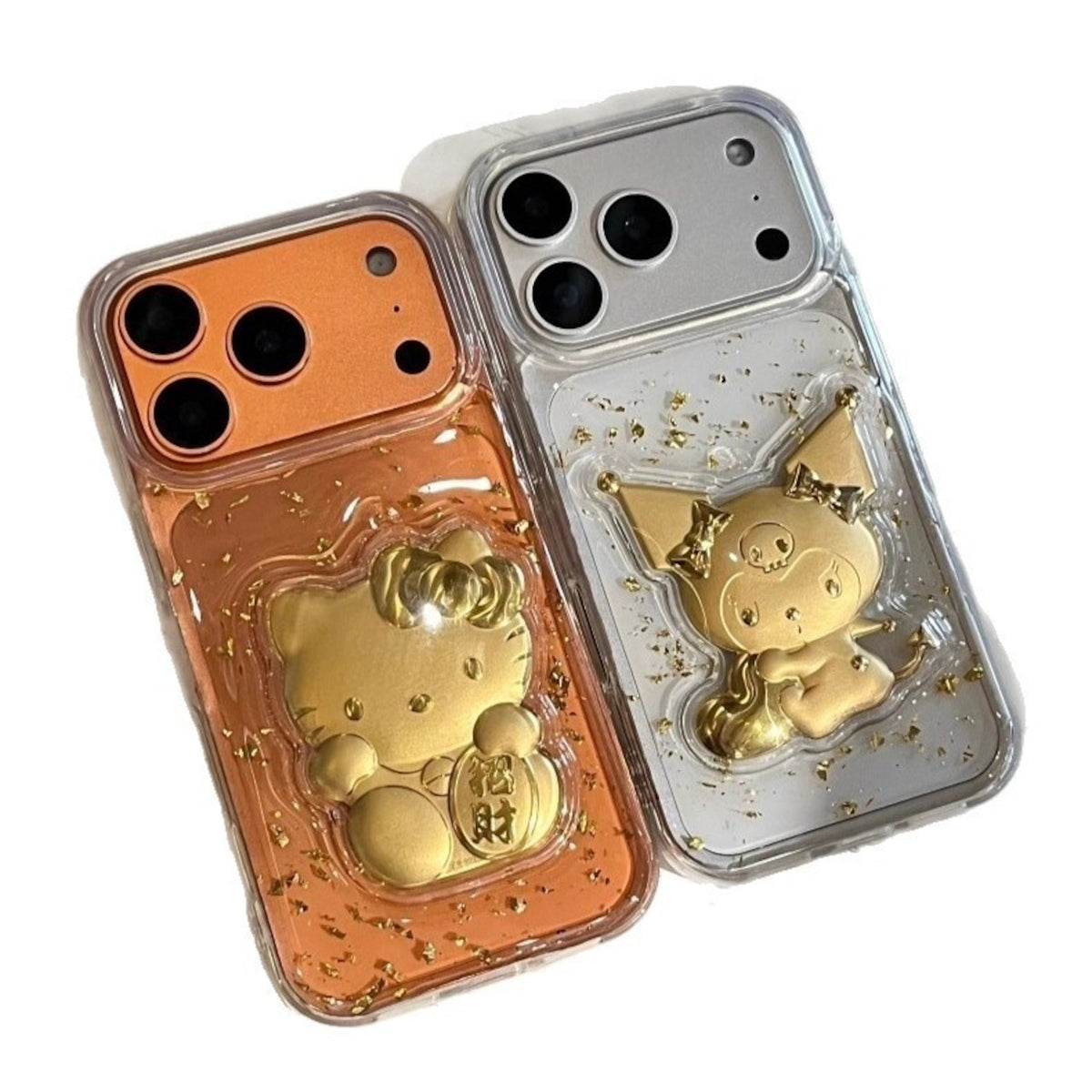 080.金箔立体招き猫 KT レジンスマホケース クロミ iPhone17/16/15/14/12 対応 新作