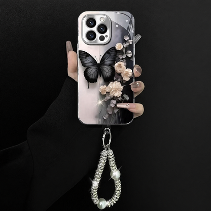 131.メッキ蝶柄スマホケース iPhone 対応　特殊機種はカスタマーサポートまでお問い合わせください