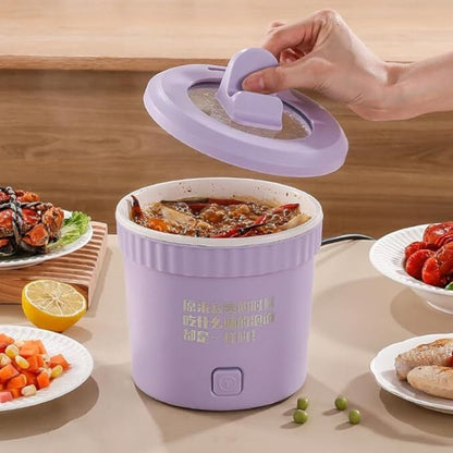 072.1L 一人用 ミニ電気鍋 携帯式保温調理鍋 多機能炊飯器 110V ラーメン・スープ・蒸し調理・揚げ物対応 一人暮らし・キャンプ・ピクニック・パーティーに最適