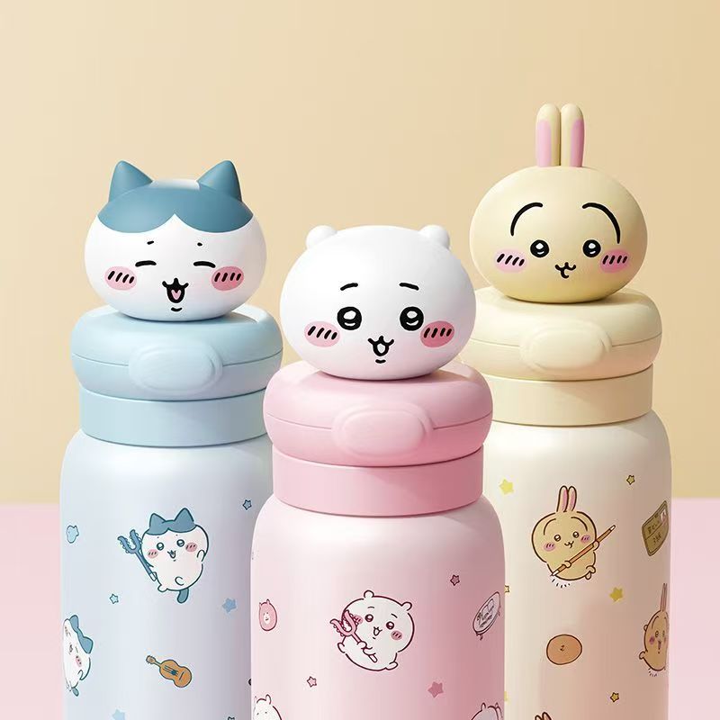 178.ちいかわ 水筒 550ml 保温保冷水筒 316ステンレス ストロー付き 真空断熱 立体キャップ かわいい キャラクター 学生 通勤 プレゼント 3種類