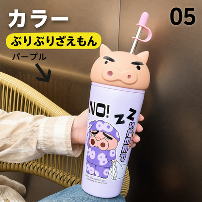 123.クレヨンしんちゃん 3D ビッグヘッドキャラクター水筒 ステンレス製ストロータンブラー 保冷保温対応 通勤通学用人気グッズ