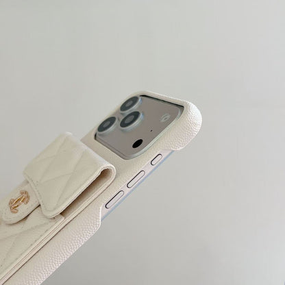198.iPhone 16 Pro Max ケース カード収納 斜めがけ チェーン付き レザー調 キルティング スマホケース カード入れ 肩掛け 調整可能ストラップ おしゃれ レディース 落下防止