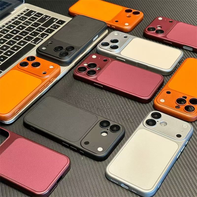 184.iPhone 15 Pro ケース レザー調 ツートンカラー レンズ一体保護 スマホケース 耐衝撃 指紋防止 薄型 大人 ビジネス iPhone14 Pro iPhone13 Pro iPhone16 Pro 対応 ブラック / ワインレッド / シルバーホワイト / オレンジ