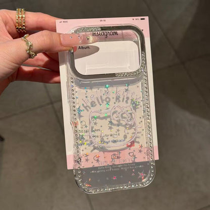 220.``` iPhone 16 Pro Max ケース クリア ラメ キラキラ ラインストーン縁取り 可愛い 透明 TPU 耐衝撃 レンズ保護 薄型 おしゃれ レディース プレゼント ```