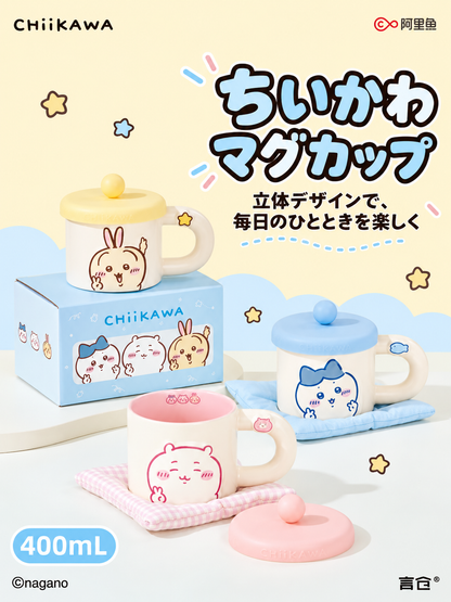 222.**タイトル：** ちいかわ 蓋付きマグカップ セラミック 350ml 電子レンジ対応 プレゼント ギフトボックス付き ハチワレ うさぎ