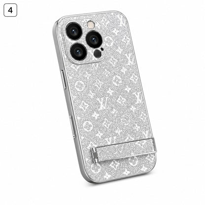 077.メッキ仕様 ラメ入りトレンドブランド風 iPhone17 専用 高級感耐衝撃スマホケース