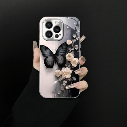 131.メッキ蝶柄スマホケース iPhone 対応　特殊機種はカスタマーサポートまでお問い合わせください