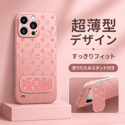 083.柄ミラー付きスタンド iPhone16ProMax ケース 15/14/13 対応 超薄型 フチなし 高級感