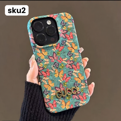 206.ヴィンテージ蝶々柄 布調 iPhone ケース レトロおしゃれ カメラ保護 落下防止 大人可愛い スマホカバー
