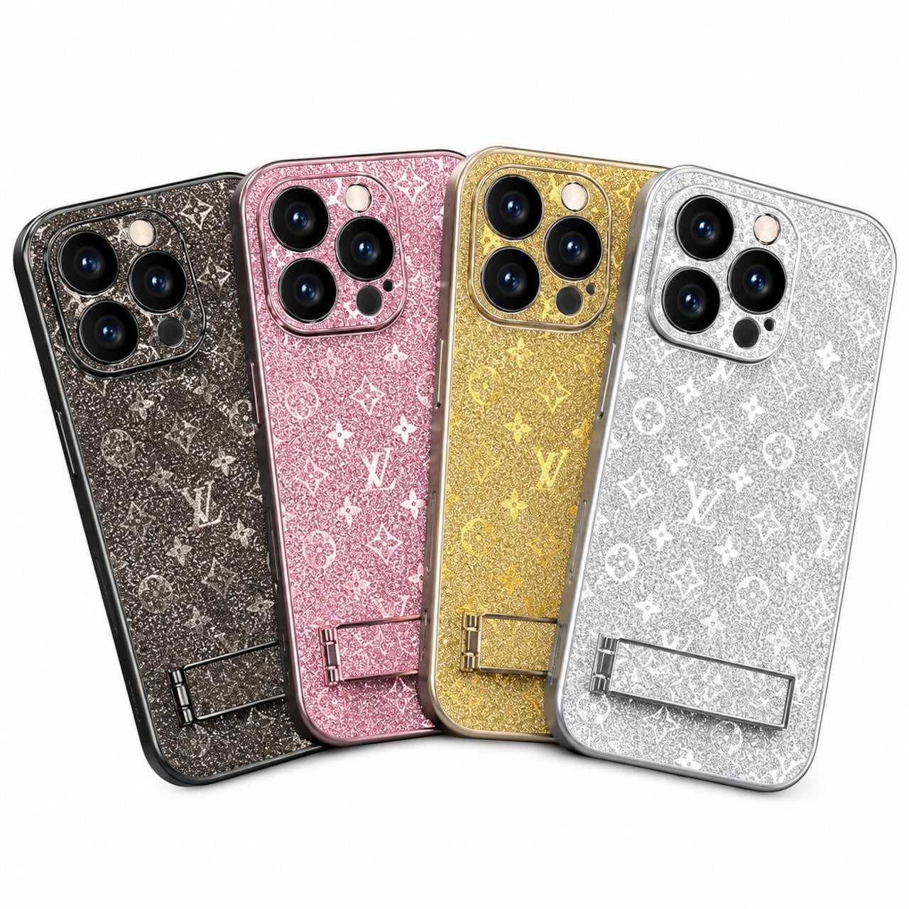 077.メッキ仕様 ラメ入りトレンドブランド風 iPhone17 専用 高級感耐衝撃スマホケース