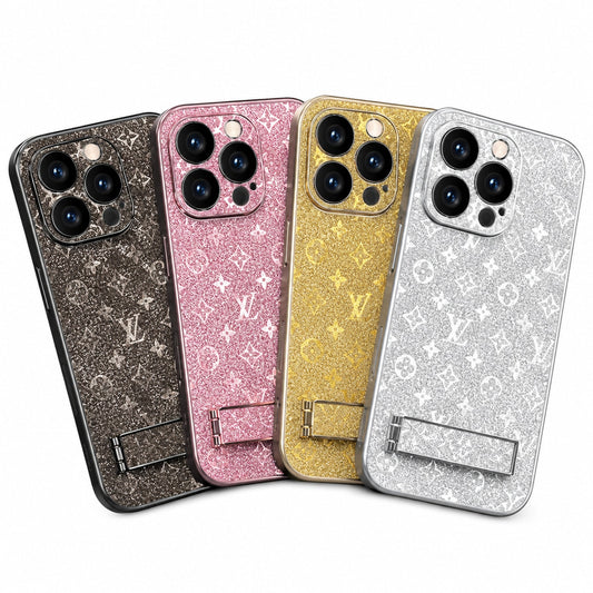 077.メッキ仕様 ラメ入りトレンドブランド風 iPhone17 専用 高級感耐衝撃スマホケース