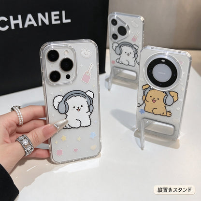 193.スマホケース キャラクター おそろい ペア オリジナル 韓国風 可愛い クリアケース スタンド機能 メディアプレーヤー風 落下防止 耐衝撃 軽量 女子 高校生 プレゼント
