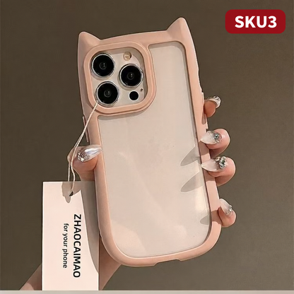 175.猫耳 iPhoneケース シリコン 半透明マット 衝撃吸収 カメラ保護 可愛い キャラクター風 スマホケース 対応iPhone16 15 14 13 Pro Max おしゃれ 女子人気