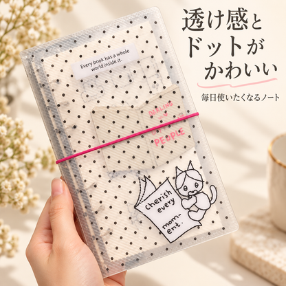 216.A6 リングファイル 手帳 透明 PVC 水玉模様 韓国風 かわいい バインダー ノート 収納 文具 学生 手帳用