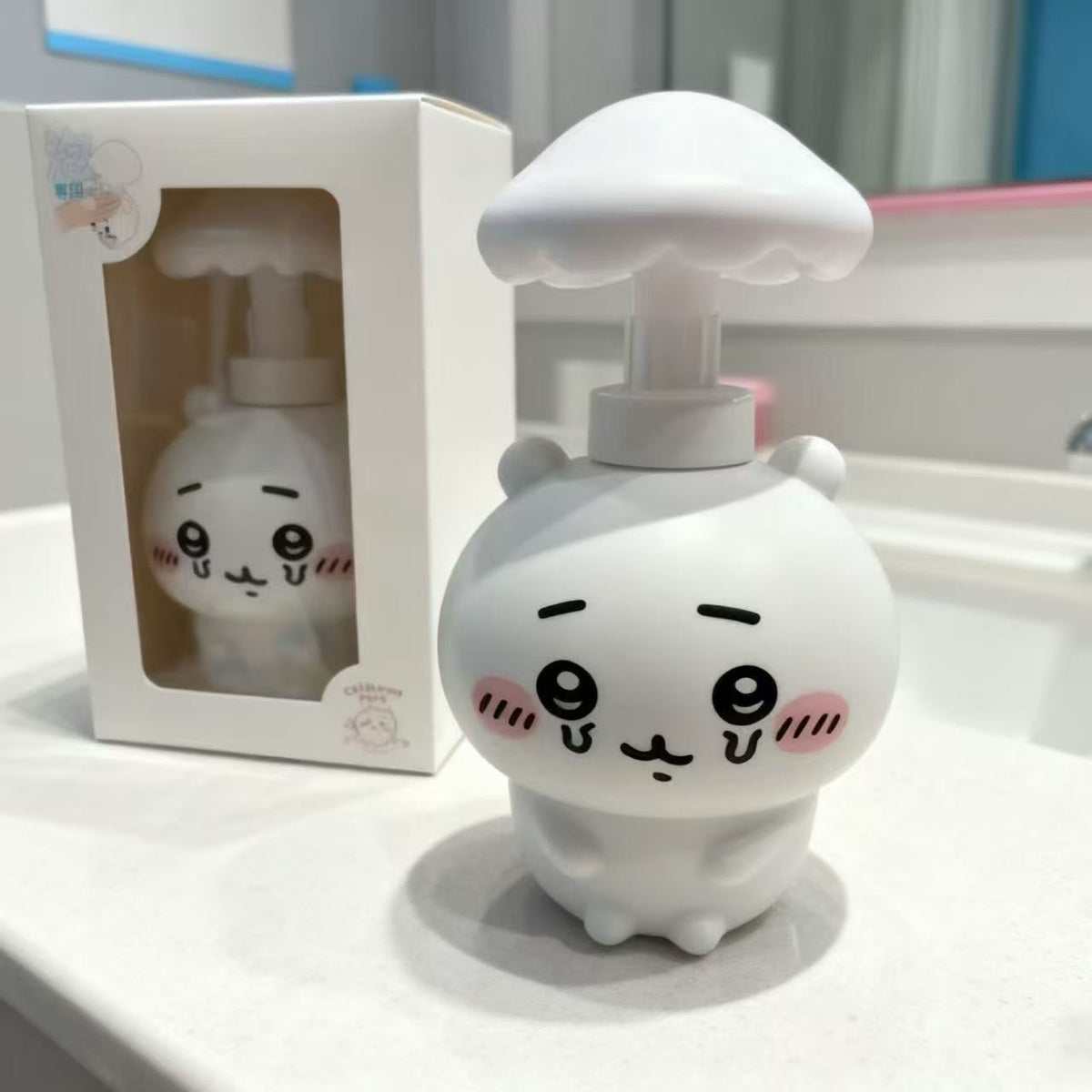 186.可愛い 泡ポンプボトル 詰め替え容器 300ml キャラクター型 マッシュルームヘッド 泡ハンドソープ用 空ボトル お風呂 洗面所 子供 ギフト